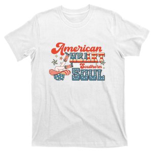 Western American Heart Suothern Soul Groovy 4th Of July Gift T-Shirt