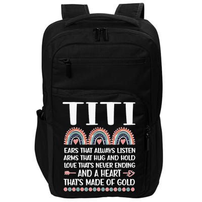 Womens A Heart Of Gold Titi Auntie Appreciation Titi Aunt Impact Tech Backpack