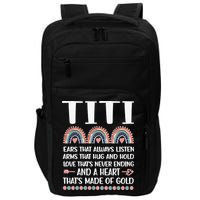 Womens A Heart Of Gold Titi Auntie Appreciation Titi Aunt Impact Tech Backpack