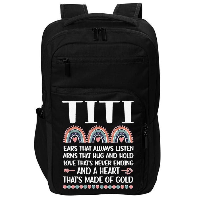 Womens A Heart Of Gold Titi Auntie Appreciation Titi Aunt Impact Tech Backpack