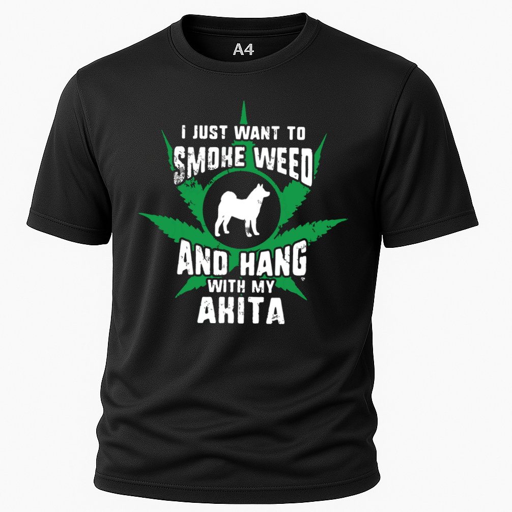 Weed And Hang With My Akita Funny Performance Shirt