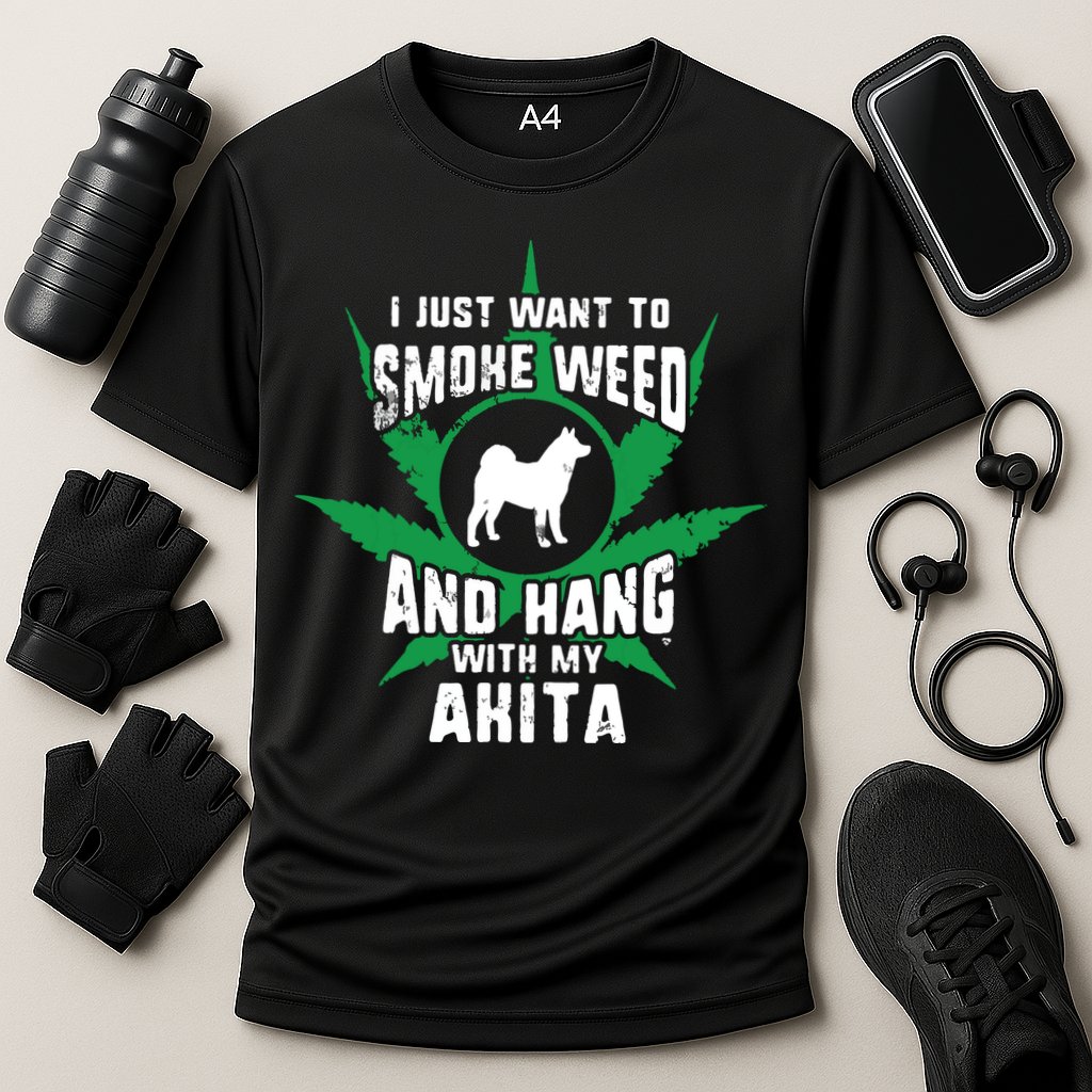 Weed And Hang With My Akita Funny Performance Shirt