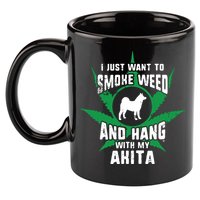 Weed And Hang With My Akita Funny 11oz C Handle Ceramic Mug