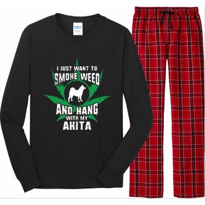 Weed And Hang With My Akita Funny Long Sleeve Pajama Set