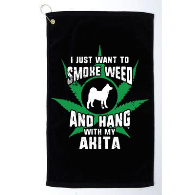 Weed And Hang With My Akita Funny Golf Towel