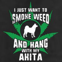 Weed And Hang With My Akita Funny Golf Towel