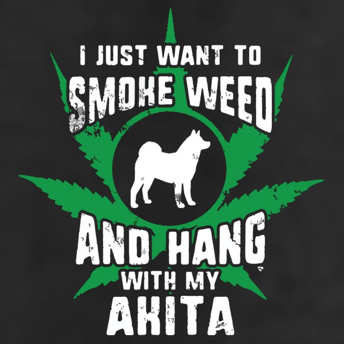 Weed And Hang With My Akita Funny Golf Towel