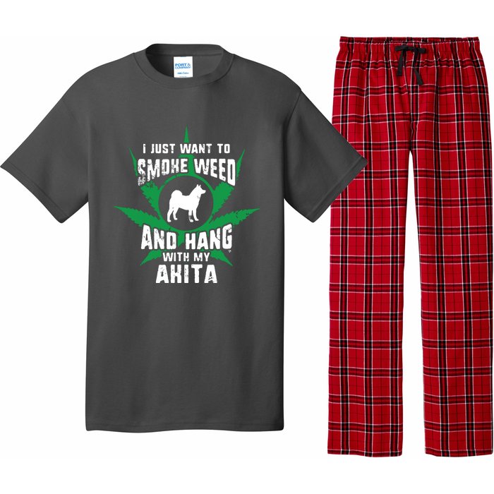 Weed And Hang With My Akita Funny Pajama Set