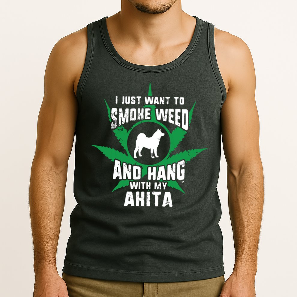 Weed And Hang With My Akita Funny Tank Top
