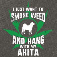 Weed And Hang With My Akita Funny Cotton Canvas Backpack