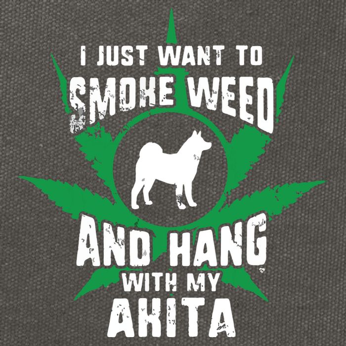 Weed And Hang With My Akita Funny Cotton Canvas Backpack