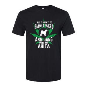 Weed And Hang With My Akita Funny Softstyle CVC T-Shirt