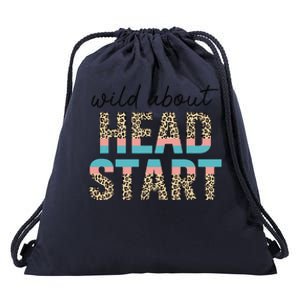 Wild About Head Start Teacher Leopard 1st Day Back To School Drawstring Bag