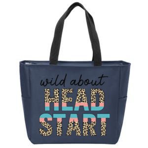 Wild About Head Start Teacher Leopard 1st Day Back To School Zip Tote Bag