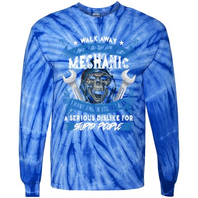 Walk Away I Am A Grumpy Old Mechanic I Have Anger Issues Gift Tie-Dye Long Sleeve Shirt