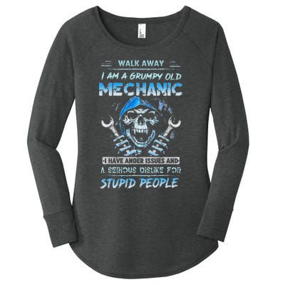 Walk Away I Am A Grumpy Old Mechanic I Have Anger Issues Min Women's Perfect Tri Tunic Long Sleeve Shirt