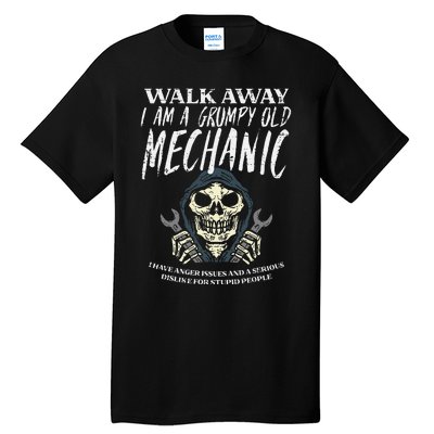 Walk Away Im Grumpy Old Mechanic Funny Garage Grandpa Tall T-Shirt