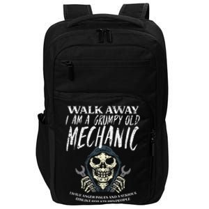 Walk Away Im Grumpy Old Mechanic Funny Garage Grandpa Impact Tech Backpack