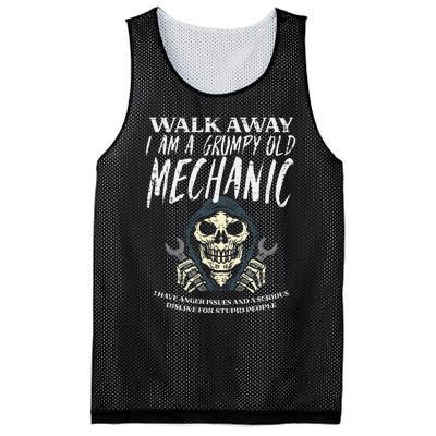 Walk Away Im Grumpy Old Mechanic Funny Garage Grandpa Mesh Reversible Basketball Jersey Tank