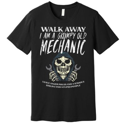 Walk Away Im Grumpy Old Mechanic Funny Garage Grandpa Premium T-Shirt