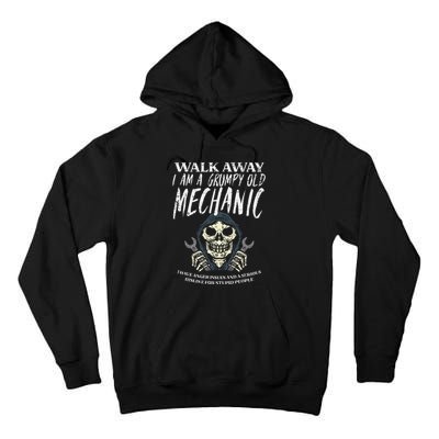 Walk Away Im Grumpy Old Mechanic Funny Garage Grandpa Tall Hoodie