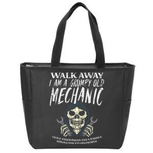 Walk Away Im Grumpy Old Mechanic Funny Garage Grandpa Zip Tote Bag