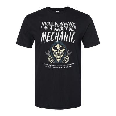 Walk Away Im Grumpy Old Mechanic Funny Garage Grandpa Softstyle CVC T-Shirt