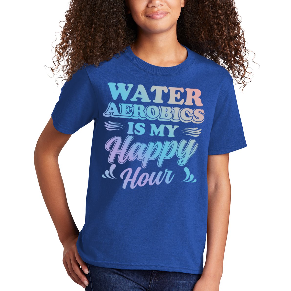 Water Aerobics Is My Happy Hour Gift Aqua Fitness Water Gym Cool Gift Kids T-Shirt