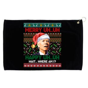 Where Am I Santa Joe Biden Merry Uh Uh Ugly Christmas Anti Biden Grommeted Golf Towel