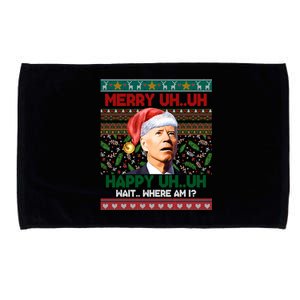 Where Am I Santa Joe Biden Merry Uh Uh Ugly Christmas Anti Biden Microfiber Hand Towel