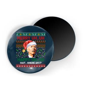 Where Am I Santa Joe Biden Merry Uh Uh Ugly Christmas Anti Biden Magnet