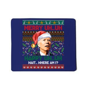 Where Am I Santa Joe Biden Merry Uh Uh Ugly Christmas Anti Biden Mousepad