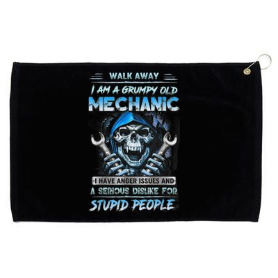 Walk Away I Am A Grumpy Old Mechanic I Have Anger Issues Grommeted Golf Towel