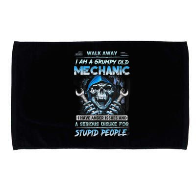 Walk Away I Am A Grumpy Old Mechanic I Have Anger Issues Microfiber Hand Towel