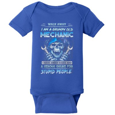 Walk Away I Am A Grumpy Old Mechanic I Have Anger Issues Baby Bodysuit