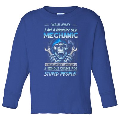 Walk Away I Am A Grumpy Old Mechanic I Have Anger Issues Toddler Long Sleeve Shirt