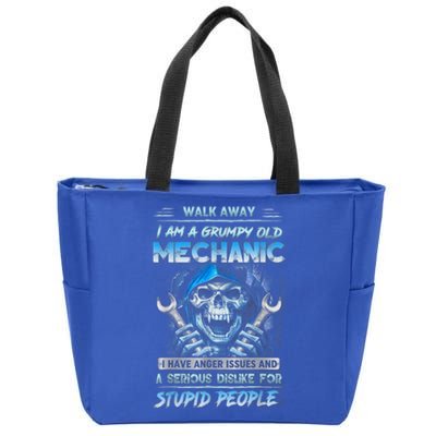 Walk Away I Am A Grumpy Old Mechanic I Have Anger Issues Zip Tote Bag