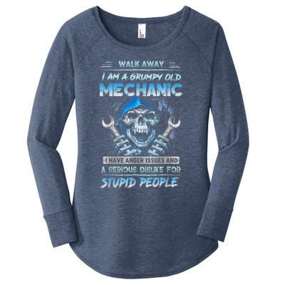 Walk Away I Am A Grumpy Old Mechanic I Have Anger Issues Women's Perfect Tri Tunic Long Sleeve Shirt