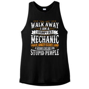 Walk Away I Am A Grumpy Old Mechanic I Have Anger Issues Ladies PosiCharge Tri-Blend Wicking Tank