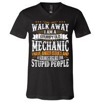 Walk Away I Am A Grumpy Old Mechanic I Have Anger Issues V-Neck T-Shirt