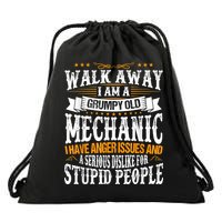 Walk Away I Am A Grumpy Old Mechanic I Have Anger Issues Drawstring Bag