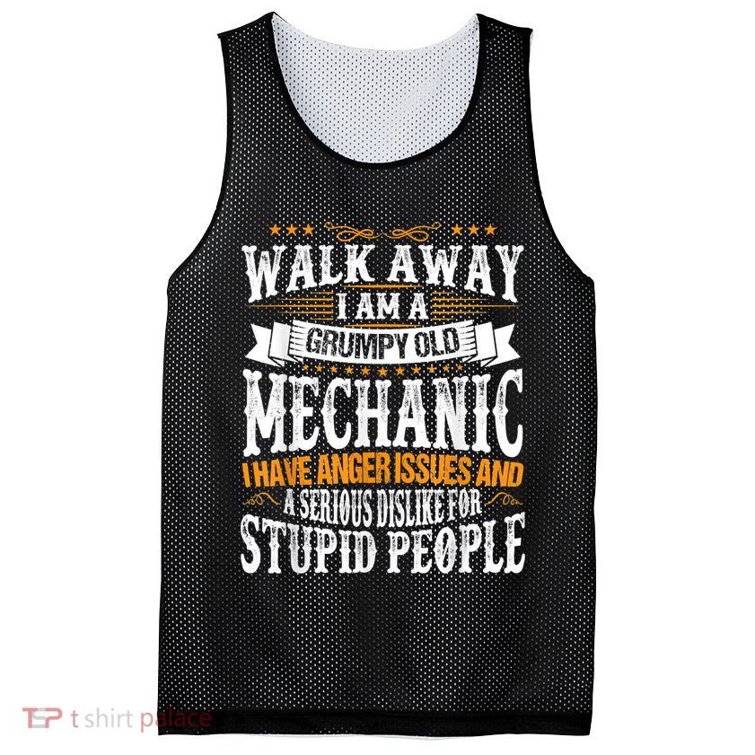Walk Away I Am A Grumpy Old Mechanic I Have Anger Issues Mesh Reversible Basketball Jersey Tank