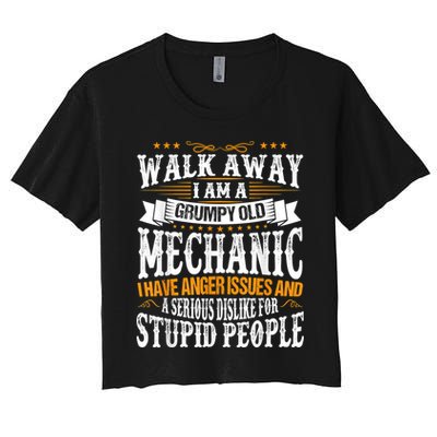 Walk Away I Am A Grumpy Old Mechanic I Have Anger Issues Crop Top