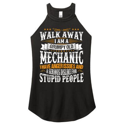 Walk Away I Am A Grumpy Old Mechanic I Have Anger Issues Women's Perfect Tri Rocker Tank