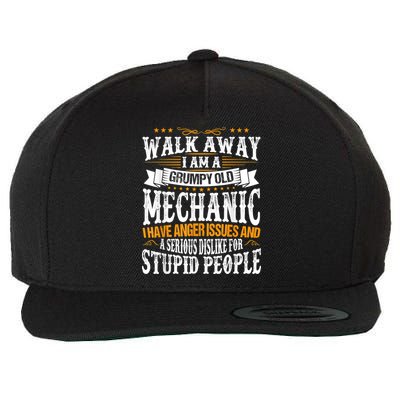 Walk Away I Am A Grumpy Old Mechanic I Have Anger Issues Wool Snapback Cap