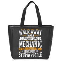 Walk Away I Am A Grumpy Old Mechanic I Have Anger Issues Zip Tote Bag