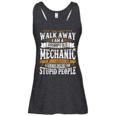 Walk Away I Am A Grumpy Old Mechanic I Have Anger Issues Ladies Essential Flowy Tank