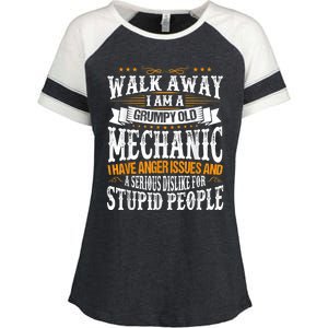 Walk Away I Am A Grumpy Old Mechanic I Have Anger Issues Enza Ladies Jersey Colorblock Tee