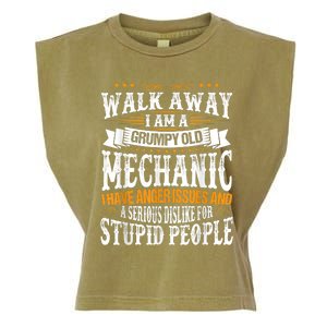 Walk Away I Am A Grumpy Old Mechanic I Have Anger Issues Garment-Dyed Women's Muscle Tee