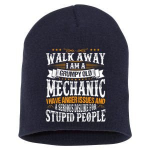 Walk Away I Am A Grumpy Old Mechanic I Have Anger Issues Short Acrylic Beanie